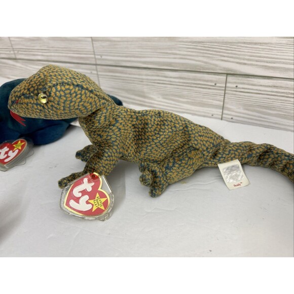 Ty Beanie Babies Lot Claude the Crab, Scaly the Lizard, Rainbow the Chameleon - Picture 6 of 12